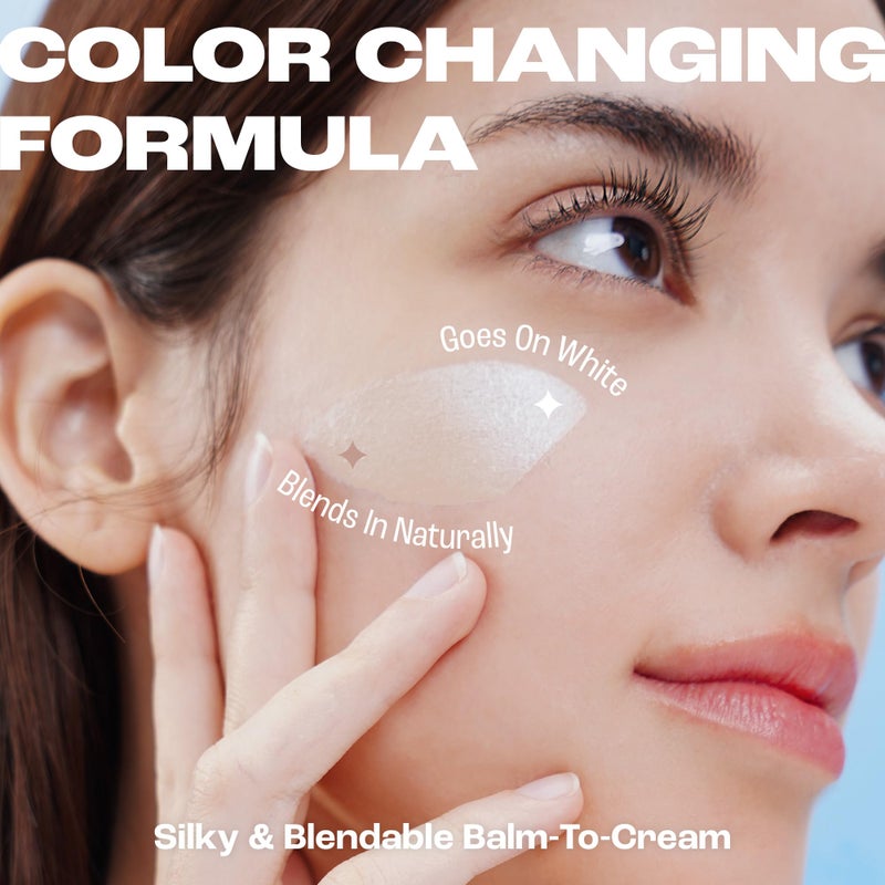 ELROEL Blanc Cover Cream Stick V White - Korean Color-Changing Foundation Stick with Volufiline - Medium to Full Coverage Dewy Finish Base Makeup - Dual-Ended with Detachable Brush (205 Deep) - Image 3